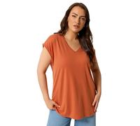 Yours Curve V-Neck Basic T-Shirt - Women's - Plus Size Curve Orange