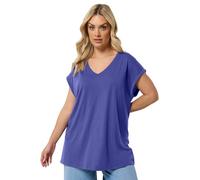 Yours Curve V-Neck Basic T-Shirt - Women's - Plus Size Curve Purple