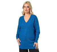 Yours Curve V-Neck Knitted Jumper - Women's - Plus Size Curve Blue