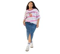 Yours Curve 'Valencia' Slogan Stripe T-Shirt - Women's - Plus Size Curve