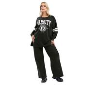 Yours Curve 'Varsity' Long Sleeve T-Shirt - Women's - Plus Size Curve Black