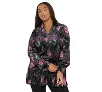 Yours Curve Velour Floral Shirt - Women's - Plus Size Curve Black