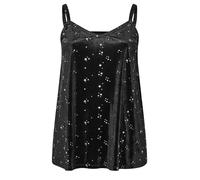 Yours Curve Velour Star Cami Vest Top - Women's - Plus Size Curve Black