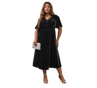 Yours Curve Velvet Bow Front Maxi Dress - Women's - Plus Size Curve Black