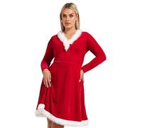 Yours Curve Velvet Santa Dress - Women's - Plus Size Curve Red
