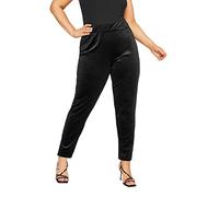 Yours Curve Velvet Stretch Tapered Trousers - Women's - Plus Size Curve Black