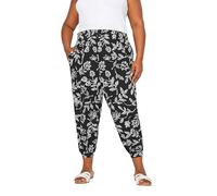 Yours Curve Vine Print Cropped Harem Trousers - Women's - Plus Size Curve Black
