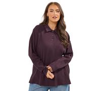 Yours Curve Waffle Rugby Collar Top - Women's - Plus Size Curve Purple