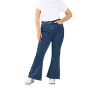 Yours Curve Wash Flare Stretch Jeans - Women's - Plus Size Curve Mid Blue