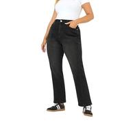 Yours Curve Washed Barrel Leg Jeans - Women's - Plus Size Curve Black