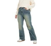 Yours Curve Washed Effect Wide Leg Jeans - Women's - Plus Size Curve Blue
