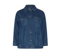 Yours Women's Washed Oversized Denim Jacket in Dark Blue | Size: 26/28