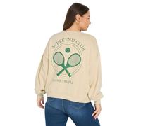 Yours Curve 'Weekend Club' Tennis Back Print Sweatshirt - Women's - Plus Size Curve Beige
