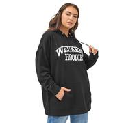 Yours Curve 'Weekend Hoodie' Slogan Hoodie - Women's - Plus Size Curve Black