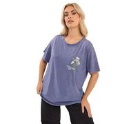Yours 'wellness' Daisy Back Print T-Shirt In Blue Blue 26-28