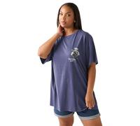 Yours Curve 'Wellness' Daisy Back Print T-Shirt - Women's - Plus Size Curve Blue