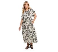 Yours Curve White Abstract Midi Dress - Women's - Plus Size Curve