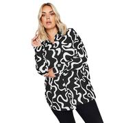Yours Curve & White Abstract Squiggle Print Oversized Shirt - Women's - Plus Size Curve