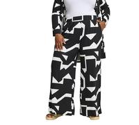 Yours Curve & White Abstract Wide Leg Trousers - Women's - Plus Size Curve