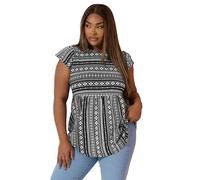 Yours Curve & White Aztec Smock Top - Women's - Plus Size Curve