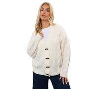 Yours Curve White Chunky Cable Knit Cardigan - Women's - Plus Size Curve