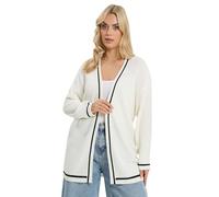 Yours Curve White Contrast Knitted Cardigan - Women's - Plus Size Curve