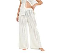 Yours Curve White Crochet Beach Trousers - Women's - Plus Size Curve