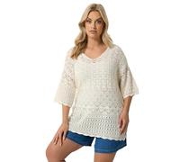 Yours Curve White Crochet Crew Neck Top - Women's - Plus Size Curve