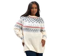 Yours Curve White Fairisle 'Les Alpes' Knitted Jumper - Women's - Plus Size Curve