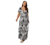 Yours Curve & White Floral Leaf Print Front Tie Maxi Dress - Women's - Plus Size Curve