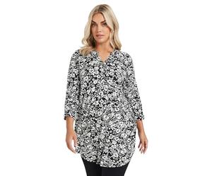 Yours Curve & White Floral Print Jersey Shirt - Women's - Plus Size Curve