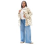 Yours Curve White Floral Print Teddy Fleece Jacket - Women's - Plus Size Curve