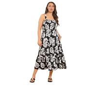 Yours Curve & White Floral Shirred Maxi Dress - Women's - Plus Size Curve