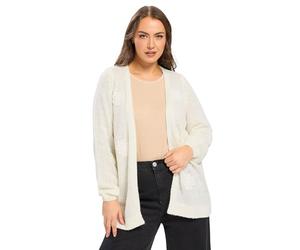 Yours Curve White Flower Detail Soft Touch Cardigan - Women's - Plus Size Curve
