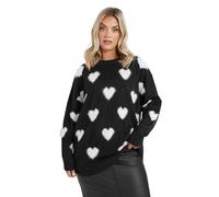 Yours Curve & White Fluffy Heart Print Jumper - Women's - Plus Size Curve