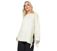 Yours Curve White Fringe Knitted Jumper - Women's - Plus Size Curve