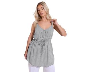Yours Curve & White Gingham Tie Front Cami Top - Women's - Plus Size Curve