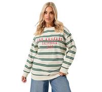 Yours Curve White & Green Stripe 'Los Angeles' Sweatshirt - Women's - Plus Size Curve