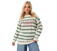 Yours Curve White & Green Stripe 'Los Angeles' Sweatshirt - Women's - Plus Size Curve