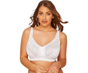 Yours Curve White Hi Shine Lace Non-Padded Non-Wired Full Cup Bra - Women's - Plus Size Curve