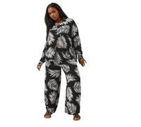 Yours Curve & White Palm Print Crinkle Shirt - Women's - Plus Size Curve
