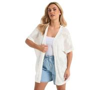 Yours Curve White Pointelle Floral Cardigan - Women's - Plus Size Curve
