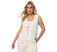 Yours Women's Scallop Edge Knitted Waistcoat in Ivory | Size: 26-28 Yours Ivory 26-28