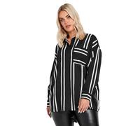 Yours Curve & White Stripe Print Oversized Shirt - Women's - Plus Size Curve