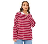 Yours Curve & White Stripe Rugby Collar Top - Women's - Plus Size Curve