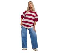 Yours Curve & White Stripe Short Sleeve Sweatshirt - Women's - Plus Size Curve