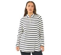 Yours Curve White Stripe Zip Neck Top - Women's - Plus Size Curve