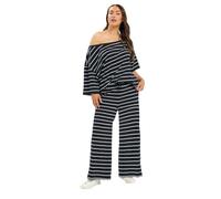 Yours Curve & White Striped Wide Leg Trousers - Women's - Plus Size Curve