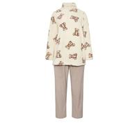 Yours Curve White Teddy Print Borg Lounge Set - Women's - Plus Size Curve