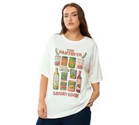 Yours Curve White 'The Pantry Co.' Relaxed Graphic T-Shirt - Women's - Plus Size Curve
